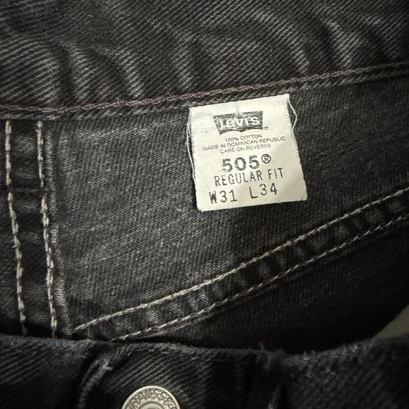 Vintage Levi's 505 Regular Fit Charcoal Straight Jeans Size W31 L34 - Picture 8 of 13